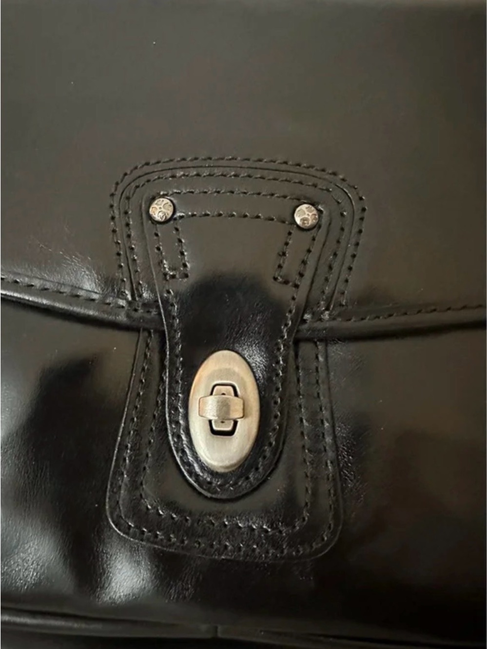 Patricia Nash Jackson Black Leather Turn Lock Crossbody Vintage Satchel Bag NWT - Picture 12 of 15